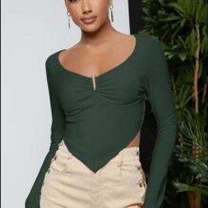 SHEIN long sleeve green cropped shirt